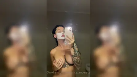 Angelica Anderson Nude Tits showing off in front of mirror